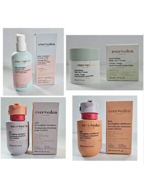 Lot of 4 NEW evereden kids baby body wash cream shampoo conditioner bath Gift